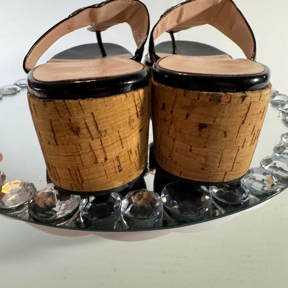 TARYN ROSE, 🌹 Elegant Black and Tan Wedge Shoes with Ornate Metal Buckle EUC - Picture 4 of 13